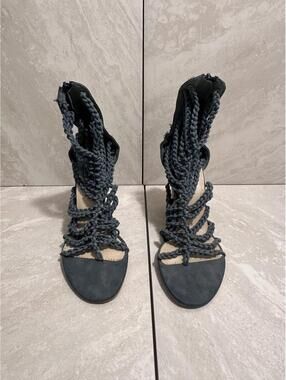Marco Santi Naomi blue Gladiator braided strappy wedge sandals Size 8 boho chic